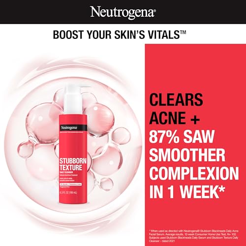 Neutrogena Stubborn Texture Daily Acne Face Wash - Pack of 2, Salicylic & Glycolic Acids, Fragrance-Free, 6.3 fl oz