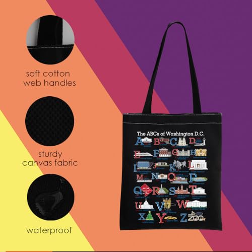 MNIGIU Washington DC Alphabets Tote Bag Washington DC Souvenir Gift Washington DC Welcome Bag