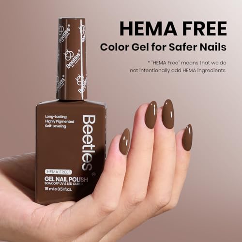 Beetles Dark Brown Gel Polish Winter, 1 PC 15ML Hame Free Mocha Coffee Brown Color Polish Nail Gel Autumn Colorful Bottle Coffee o'Clock Soak Off UV Nail Art Manicure Gift for Women