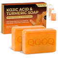 Turmeric Kojic Acid Soap for Dark Spots Brightening ? Face and Body Wash with Vitamin C, E, Shea Butter, Jojoba oil, Grape Seed Oil & Glycerin ? Soap for Women & Men (120g x 2)