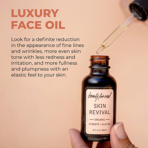 Beauty For Real Skin Revival Hydrate + Glo Oil - Luxury Face Oil - Reduces the Appearance of Fine Lines & Wrinkles - Hydrates, Soothes & Restores Skin¡¯s Glow - With Essential Oils - 1 fl oz