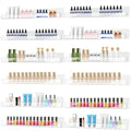 Clear Wall Mounted Acrylic Nail Polish Organizer Rack - 12 Pack, 15 Inch Multi-Purpose Shelf with Removable Ends