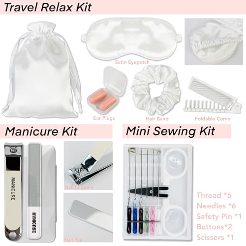 Travel Kit For Wedding And Honeymoon Emergency 32 Essential Items All In One Personal Care Set Toiletry Kit For Couples (Opaline White)