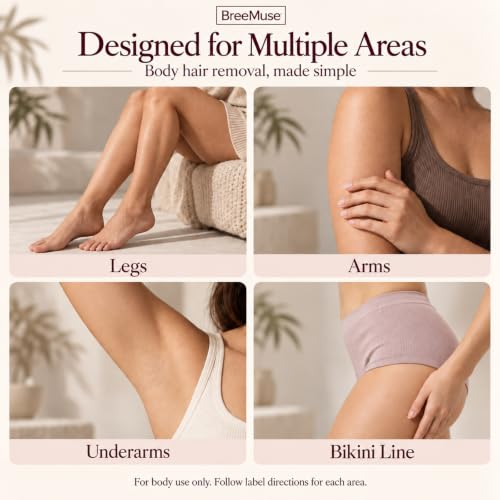 BreeMuse Painless Hair Removal Cream for Women - Fast 5-10 Min Body Depilatory for Sensitive Skin