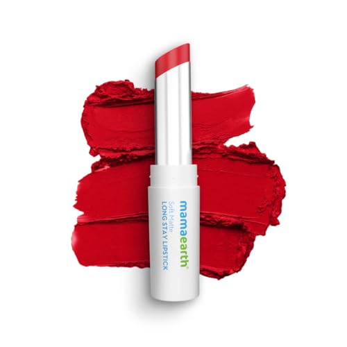 Mamaearth Soft Matte Hydrating Lipstick (07 - Ruby Red) | 12-Hour Long Stay Lightweight Formula | Waterproof & Non-Drying | Smooth Matte Finish | 0.12 Oz (3.5g)