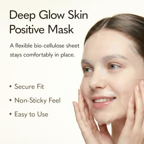YUZY Deep Glow Vegan Sheet Mask with Peptide & Yuzu Extract, Hydrating Korean Face Mask 5 Sheets
