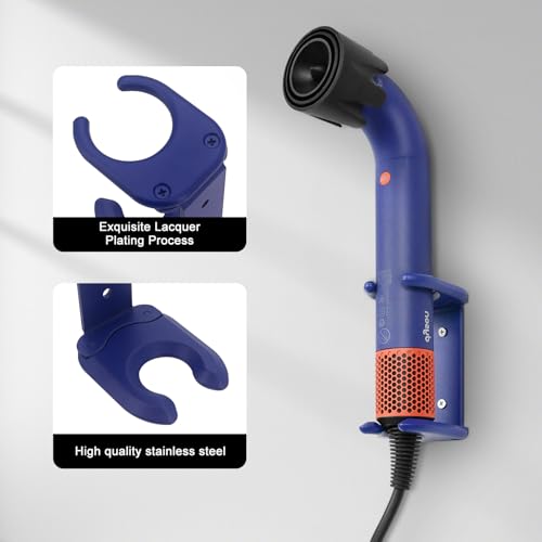 Wall Mount Organizer Compatible with Dyson Supersonic r¢â Hair Drye, Metal Storage Holder Compatible with Dyson Supersonic r for Bathroom Bedroom Hair Salon Barbershop (Blue)