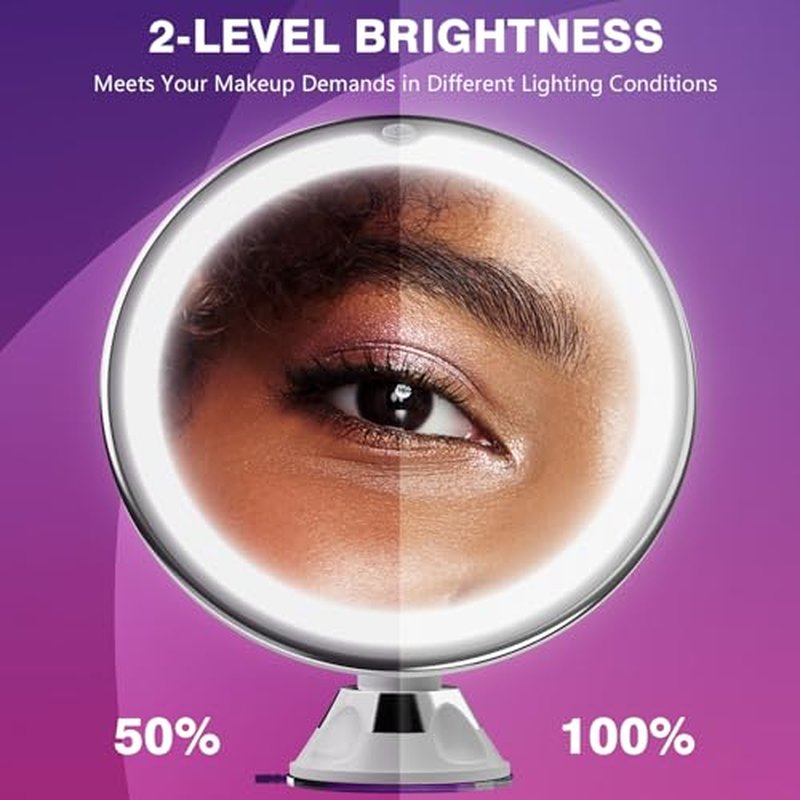 Auxmir 2026 Upgraded 30X Magnifying Mirror with Light, Makeup Mirror with 2-Level Lights, Portable Magnifying Mirror Suction Cup and Tweezers, 360¡Æ Swivel, Vanity Bathroom Mirror for Home Travel