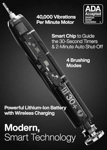 Aquasonic Black Series Ultra Whitening Electric Toothbrush Pack of 2 with 8 Brush Heads