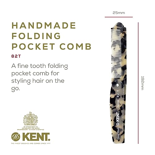 Kent 82T TW Handmade Folding Pocket Comb 2 Pack White Tokyo for Grooming