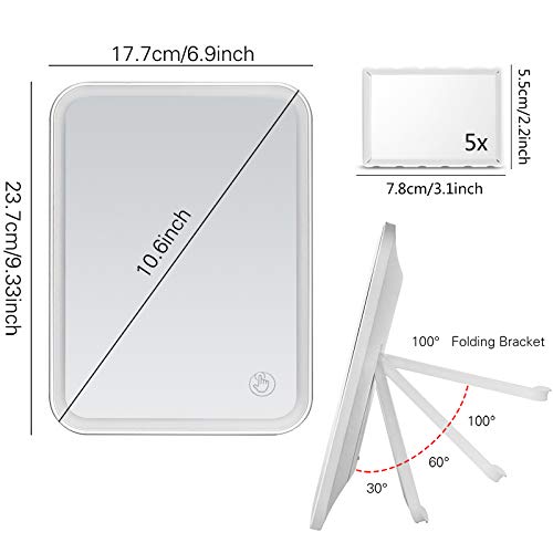 KOOKIN Lighted Makeup Mirror with 3 Color Modes & 5X Magnifier, Rechargeable LED Vanity Mirror