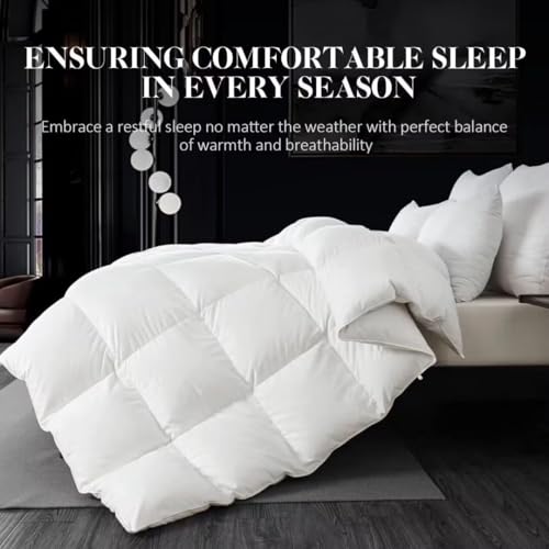 WhatsBedding King Size Feather Down Fiber Comforter - White, 106x90 Inches