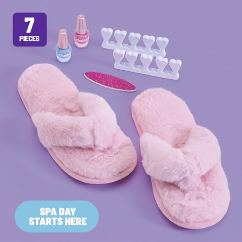 Kids Pedicure Kit with Nail Polish Fuzzy Slippers & Tools - Claire's