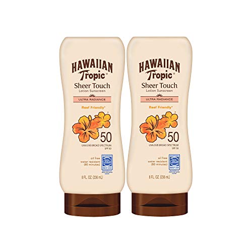 Hawaiian Tropic Sheer Touch Lotion Sunscreen SPF 50, 8oz | Hawaiian Tropic Sunscreen SPF 50 & Weightless Hydration Lotion Sunscreen for Face SPF 30, 1.7oz