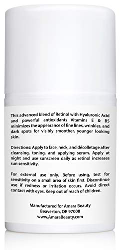 Retinol Cream for Face 2.5% with Hyaluronic Acid & Vitamins E & B5 - Pack of 2, 1.7 Fl Oz