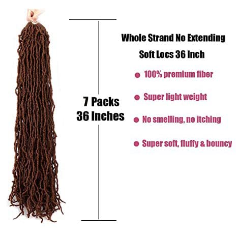 36 Inch Faux Locs Crochet Hair Pre Looped Distressed Synthetic 7 Pack #30 - Desire4Hair