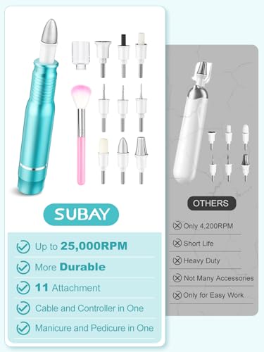 SUBAY 25000RPM Professional Manicure & Pedicure Nail Drill Kit – Green