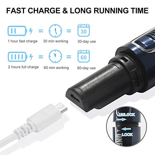 ONEDONE Nose Hair Trimmer - 3 in 1 USB Rechargeable Ear Nose Hair Trimmer for Men, Dual-Edge Blades Painless Electric Ear Trimmer Eyebrow Clipper Father's Day Gifts