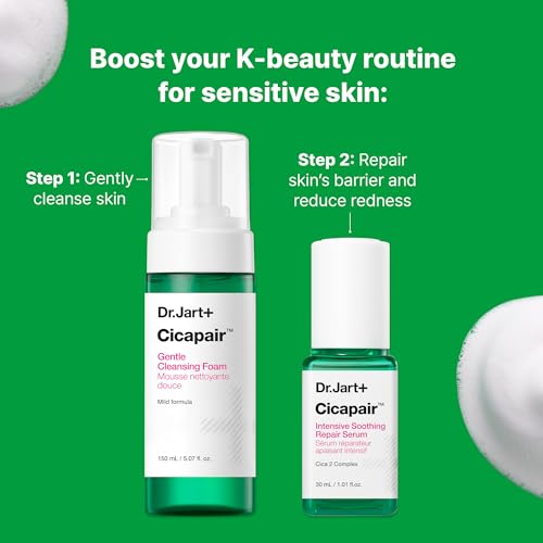 Dr.Jart+ Cicapair Gentle Foam Korean Face Wash Cleanser for Sensitive Skin with Centella Asiatica | Korean Skin Care, 5.07 Fl Oz