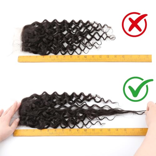 Remy Human Hair Lace Closure 4x4 Deep Wave Free Part 12-Inch Natural Black