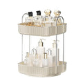 YCIA&DONE 360 Rotating Makeup Organizer for Vanity, 2 Tiers New Square Shaped Cosmetics Skincare Bathroom Organizers Countertop, Perfume Stand Counter Tray, Warm White