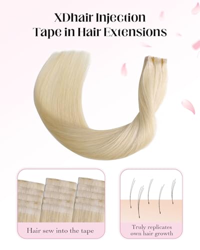 Invisi Edge Tape-In Hair Extensions - Platinum Blonde, 14 Inch - 40g, Remy Human Hair