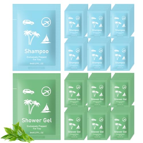 Bulk Hygiene Kits for Homeless ,Travel Size Body Wash and Shampoo Bulk 0.28fl Oz,Travel Size Shower Gel Set£¬Shampoo Bulk Travel Size ,Hotel Supplies for Guests (0.28fl Oz(Pack of 50), 50, Count)