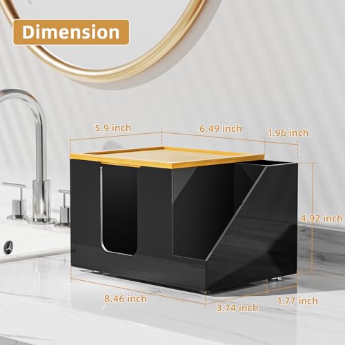Upgrade Black Acrylic Face Towel Holder & Toothbrush Dispenser - Space Saving Bathroom Organizer