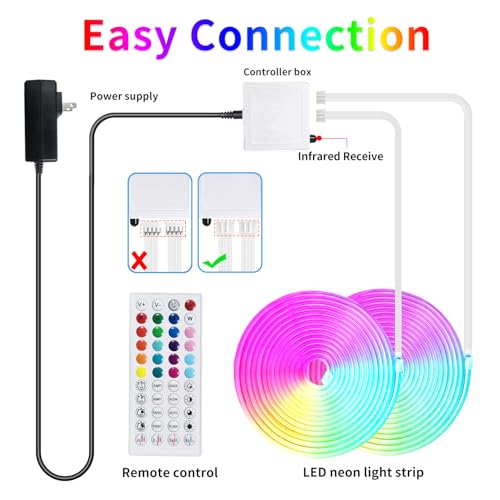 Segrass 100ft RGB LED Neon Rope Lights Waterproof Flexible Strip with Remote APP Control