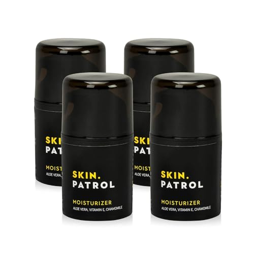 Bump Patrol Skin Patrol Everyday Face Moisturizer for Men - Natural Hydrating Daily Skin Care for Him with Aloe Vera, Vitamin E, Chamomile, Mens Face Lotion - 1.68 oz - Pack 4