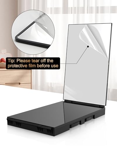 JUSRON Black LED 360° Self-Hair Cutting Mirror with Anti-Fog HD Glass, USB Rechargeable