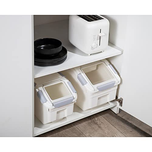 25L Rice Storage Container with Measuring Cup - 40 lbs Capacity, BPA-Free, 2 Pack, White