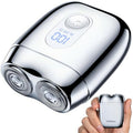 2026 New Portable Alloy Mini Shaver ? Electric Travel Gift Razor for Men, LED Display, USB-C Rechargeable 60-Mins Runtime, Waterproof, Wet/Dry Shave, Easy Cleaning Magnetic Detachable Head, Silver
