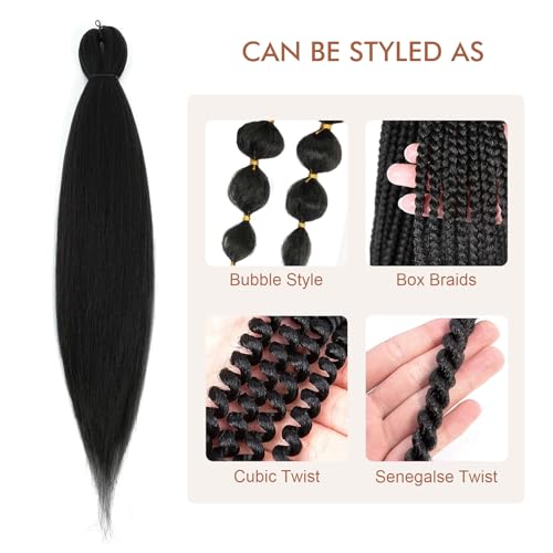 Pre-Stretched Braiding Hair - 40 Inch 8 Packs Natural Black Yaki Texture for Twist and Box Braids - Variation of 40 Inch (Pack of 8) / 1B