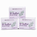 Sulfur Acne Bar Soap - 10% Sulfur with Tea Tree Oil - Pack of 3, 4 oz Bars