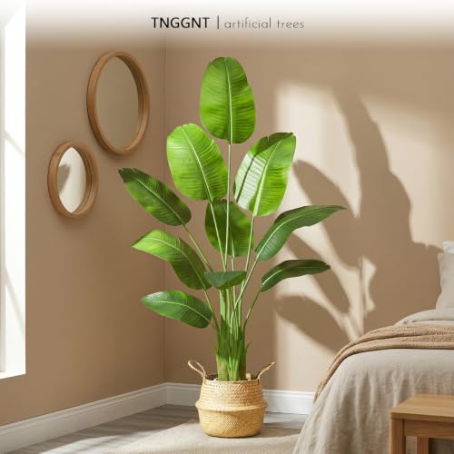 Artificial Bird of Paradise Plant - 6FT Tall Fake Traveler’s Palm Tree - Tropical Decor