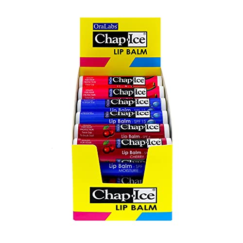 Lip Balm Set with SPF 15 - Cherry Watermelon & Moisture Flavored 24 Sticks