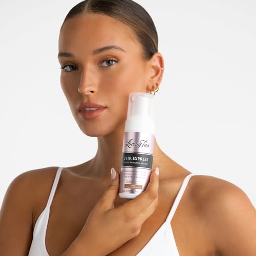 Loving Tan 2 HR Express Mousse (4FL Oz) + Face Tan (1.6Oz), Dark - Streak Free, Natural looking, Professional Strength Sunless Tanner - Cruelty Free, Naturally Derived DHA