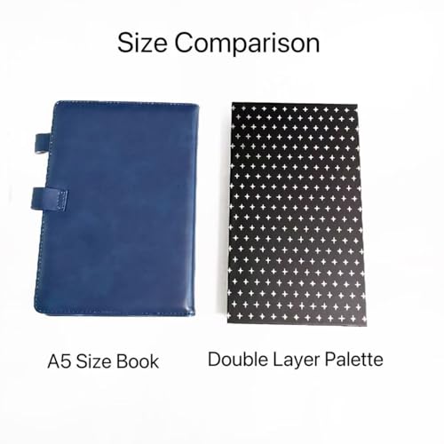 Double Layer Magnetic Eyeshadow Palette with Mirror and Silver Star Cover – Fits Standard & Deep Pans, 42 Slots