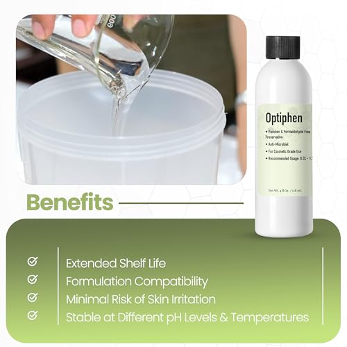 Optiphen Preservative (4 Oz / 118 mL) Optiphen Natural Preservative for Cosmetics Water Soluble Paraben Free Broad Spectrum Preservative for Lotion Making