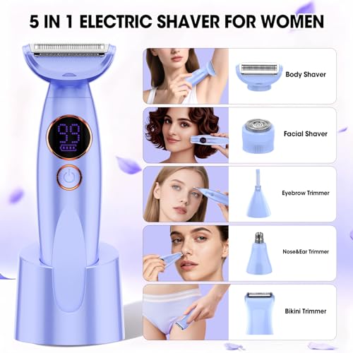 Dumite 5-in-1 Waterproof Women’s Bikini & Facial Trimmer - Purple