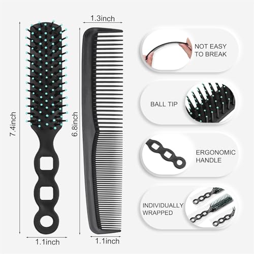 200 Pack Black Hair Brush and Comb Set - Individually Wrapped for Hygiene & Travel - Variation: 200 Count Pack