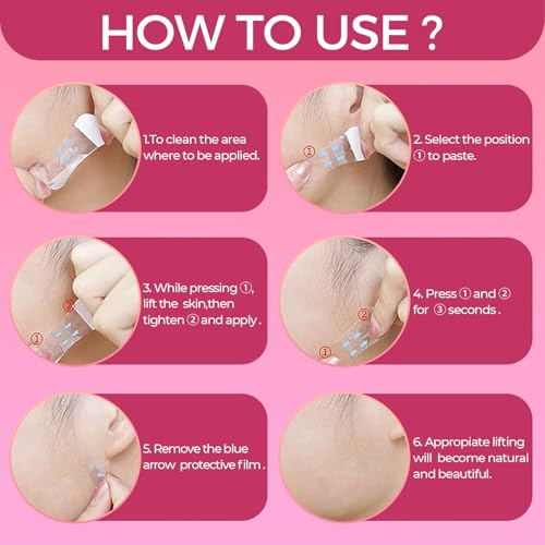 Neck Tape Lifting Invisible, 144 PCS Face Lift Tape Invisible, Facelift Facial Lifter Strip Lift Turkey Neck, V Edge Patches for Instant Lifting & Tightening Sagging Skin/Loose Skin/Wrinkles/Jowl/Eye