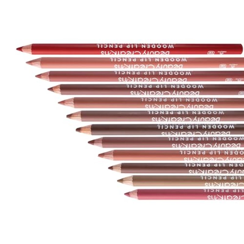12 Colors Wooden Lip Liner Pencil Set, High Pigmented Soft Matte, Long Wearing, Deep and Rich in Color, Smudge Resistant