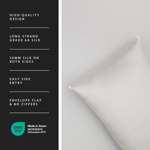 King 100% Mulberry Silk Pillowcase - White, 30mm, Luxury Bedding, Undyed