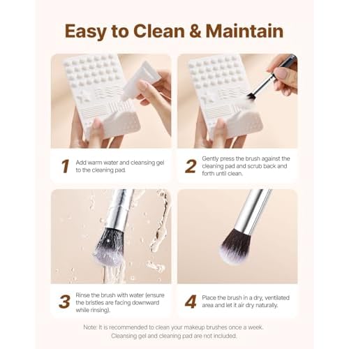 VEVOR 34-Piece Makeup Brush Set, Professional Makeup Brushes Kit for Foundation Blending Eyeshadow Concealer Blush - with Soft Bristles, Ergonomic Wood Handle, Travel-Friendly Case Included
