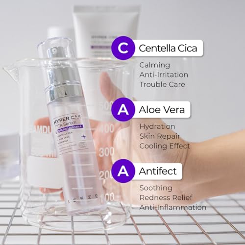 IZEZE Hyper CAA Cica Serum 1.01 Fl Oz, 30 ml | Centella Asiatica, Anti-fect, Soothing Serum for Face, Korean Skincare for Sensitive Skin, Acne Prone Skin