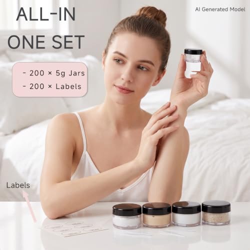 Black 5g Sample Cosmetic Containers with Lids - Travel Size, Leakproof