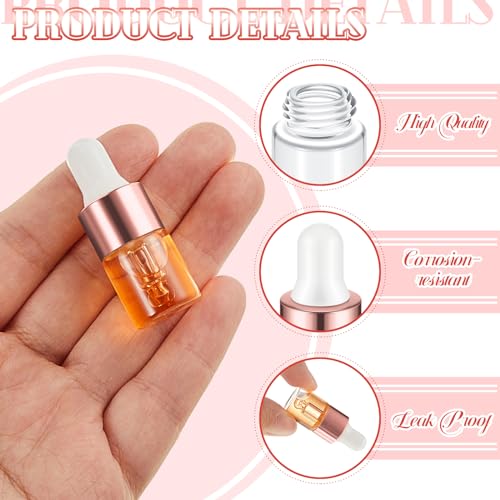Mini Glass Oil Dropper Bottle 2ml Rose Gold Set of 200 - Perfume & Essential Oil Storage