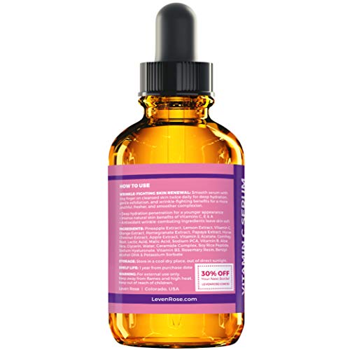 Vitamin C Brightening Serum for Face - Natural Dark Spot Remover & Anti-Aging | Leven Rose